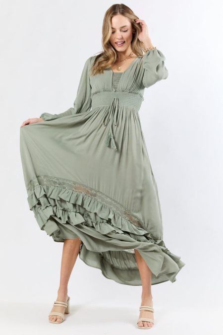 Lucky To Have You Sage Maxi Dress SALE